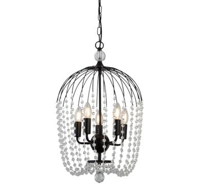 Searchlight KroonluchterShower zwart met kristal - 30216-5BK