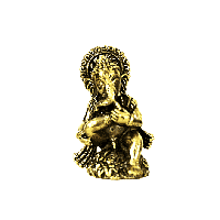 Minibeeldje Ganesha Zittend Messing - 5,3 cm - thumbnail