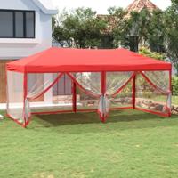 Partytent inklapbaar met zijwanden 3x6 m rood - thumbnail
