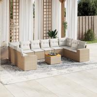 11-delige Tuinset met kussens poly rattan beige - thumbnail