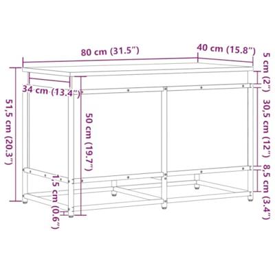 Opbergbox met deksel 80x40x51,5 cm bewerkt hout bruin eiken - thumbnail