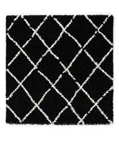 Boho&me Vierkant hoogpolig vloerkleed ruiten Habitat - zwart|wit - - thumbnail