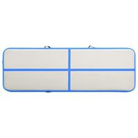 Gymnastiekmat met pomp opblaasbaar 400x100x15 cm PVC blauw - thumbnail