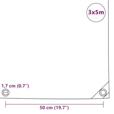 Dekzeil 650 g/m² 3x5 m grijs - thumbnail