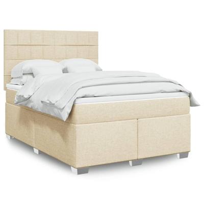 Boxspring met matras stof crèmekleurig 140x200 cm