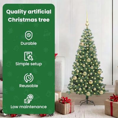 VidaXL Kerstboom met 150 led met standaard groen 120 cm pvc