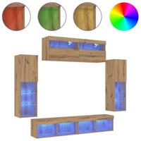 Tv-meubelset 6 pcs artisanaal eikenkleurig Bewerkt hout - thumbnail
