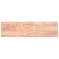 VidaXL Wastafelblad 220x60x(2-4) cm behandeld massief hout lichtbruin - thumbnail