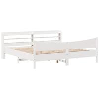 Bedframe met hoofdbord massief grenenhout wit 180x200 cm - thumbnail