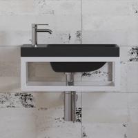 Fonteinset BWS Paris 40x22 cm met Mat Zwart Fontein Mat Wit - thumbnail