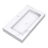 Brauer Coral Wastafel - 80 cm - met 1 Spoelbak en 1 Kraangat - Marmerlook Calacatta Gold - thumbnail