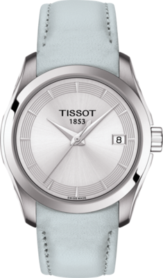 Horlogeband Tissot T0352101603102A / T610042657 Leder Lichtblauw 18mm