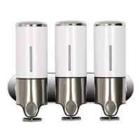 Triple Hotel douche handmatige dispenser muur gemonteerd wassen vloeibare shampoo zeep fles capaciteit: 1200ml (wit) - thumbnail