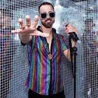 Disco Shirt Diamant Regenboog - thumbnail