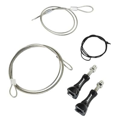 Mantona Veiligheidslijnen set (roestvrij staal 40-100 cm, voor actiecamera's zoals GoPro Hero 6 5 4 3 2 1 veiligheidslijn universeel, voor vele actiecamera's) zwart/zilver