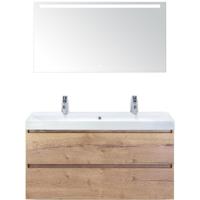 Maxx XL Badmeubelset 120 cm - Natuur Eiken - Wastafel Just Enkel 2 Kraangaten met LED Spiegel - thumbnail