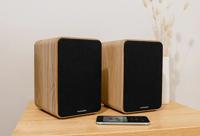 THOMSON WS602DUO - Set van 2 luidsprekers met houten kist - 100W - Bluetooth 5.0 - 2 RCA-uitgangen - Licht hout - thumbnail