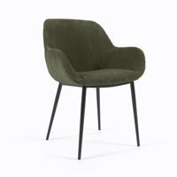 Kave Home Eetkamerstoel 'Konna' Rib, kleur Donkergroen - thumbnail