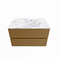 MONDIAZ VICA-DLUX 80cm badmeubel onderkast Oro 2 lades. Inbouw wastafel CLOUD midden 1 kraangat, kleur Glace. - thumbnail