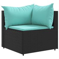7-delige Loungeset met kussens poly rattan zwart - thumbnail