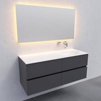 Badkamermeubel Solid Surface BWS Stockholm 120x46 cm Rechts Mat Antraciet 4 Laden (zonder kraangaten) - thumbnail