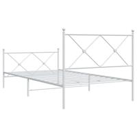 Bedframe met hoofd- en voeteneinde metaal wit 107x203 cm - thumbnail
