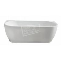 Ligbad Half Vrijstaand Wall Rechthoek 75x170x58cm Glasvezelversterkt Hoogwaardig Acryl Glans Wit met Badwaste en Overloop - thumbnail