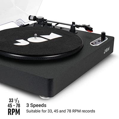 Jam Audio Spun Out Bluetooth Platinum - Vinylspeler met 33 rpm, 45 rpm en 78 rpm - Drive met 3 bandjes voor superieur geluid - Uitgang - Converteert vinyl naar MP3 - Inclusief hoesje, zwart