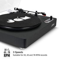Jam Audio Spun Out Bluetooth Platinum - Vinylspeler met 33 rpm, 45 rpm en 78 rpm - Drive met 3 bandjes voor superieur geluid - Uitgang - Converteert vinyl naar MP3 - Inclusief hoesje, zwart - thumbnail