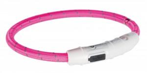 Trixie lichtgevende halsband hond flash usb tpu / nylon roze Trixie lichtgevende halsband hond flash usb tpu / nylon roze