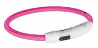 Trixie lichtgevende halsband hond flash usb tpu / nylon roze - thumbnail