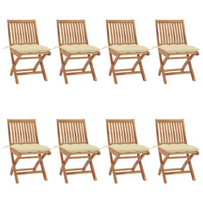 Tuinstoelen 8 st inklapbaar met kussens massief teakhout