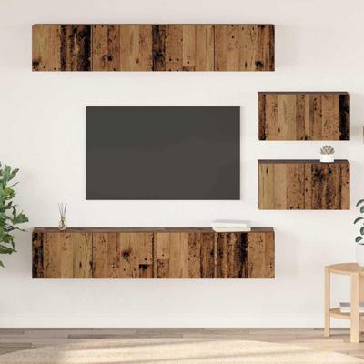 TV-kast set Wandgemonteerd 6 pcs Oud hout Medium Bewerkt hout