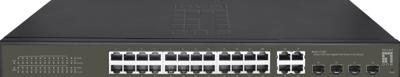 LevelOne ges-2128p hilbert 28-port gigabit poe smart lite managed switch, 24x poe, 380w, 4x sfp/rj45