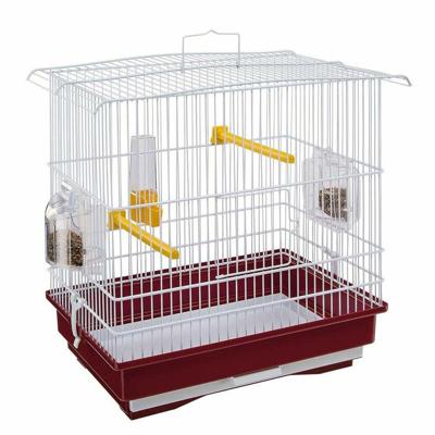 Ferplast 52008514W2 GIUSY Rechthoekige vogelkooi voor kanaries en kleine exotische vogels, draaiende voederbakken, stevig gelakt metaal Witte rode plastic bodem, 39 x 26 h 37 cm, meerkleurig