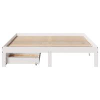 Bedframe met lades massief grenenhout wit 150x200 cm - thumbnail