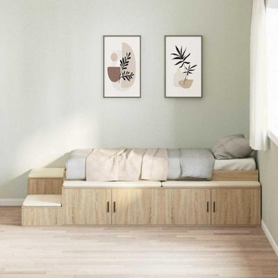 Opbergbedframe Sonoma Eiken 244 x 127 x 53.5 cm Bewerkt hout