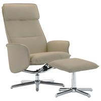 vidaXL Leunstoel met voetenbankje kunstleer cappuccino - thumbnail