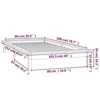 Bedframe LED massief hout zwart 90x200 cm - thumbnail