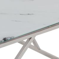 Salontafel roestvrijstaal en gehard glas zilverkleurig - thumbnail