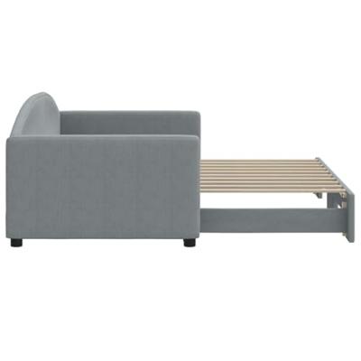 Slaapbank met onderschuifbed 90x190 cm stof lichtgrijs