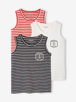 Set van 3 marinekleurige tanktops voor jongens rood