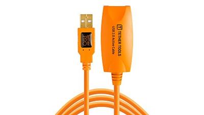 Tether Tools USB-kabel USB 2.0 USB-A stekker, USB-A bus 5.00 m Oranje Actief met signaalversterking CU1917