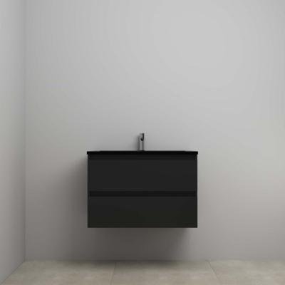 On-Line Onderkast - 80 cm - Voorgemonteerd - Ladestructuur - Acryl Wastafel - 1 Kraangat - Mat Zwart