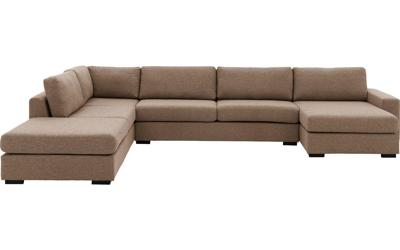 Goossens Bank Lucca bruin, stof, 3-zits, stijlvol landelijk met ligelement links Goossens Bank Lucca bruin, stof, 3-zits, stijlvol landelijk met ligelement links