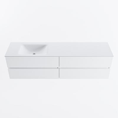 MONDIAZ VICA 180cm badmeubel onderkast Talc 4 lades. Wastafel CLOUD links 1 kraangat, kleur Talc.
