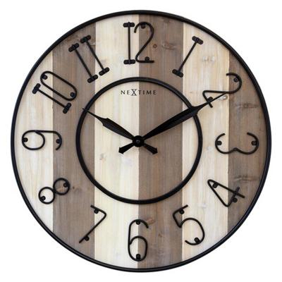 NeXtime NE-3279BR Grote Wandklok Oxford 50 cm Hout/Zwart Metaal NeXtime NE-3279BR Grote Wandklok Oxford 50 cm Hout/Zwart Metaal