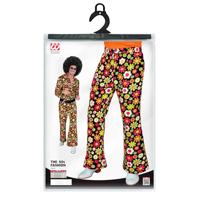 Flared Broek 60&apos;s Bloemen Zwart Heren - thumbnail