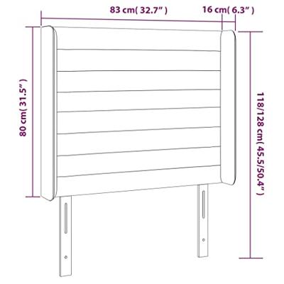 Hoofdbord met randen 83x16x118/128 cm stof zwart