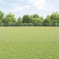 VidaXL Hek met paal zilver 0,8 x 50 m staal - thumbnail